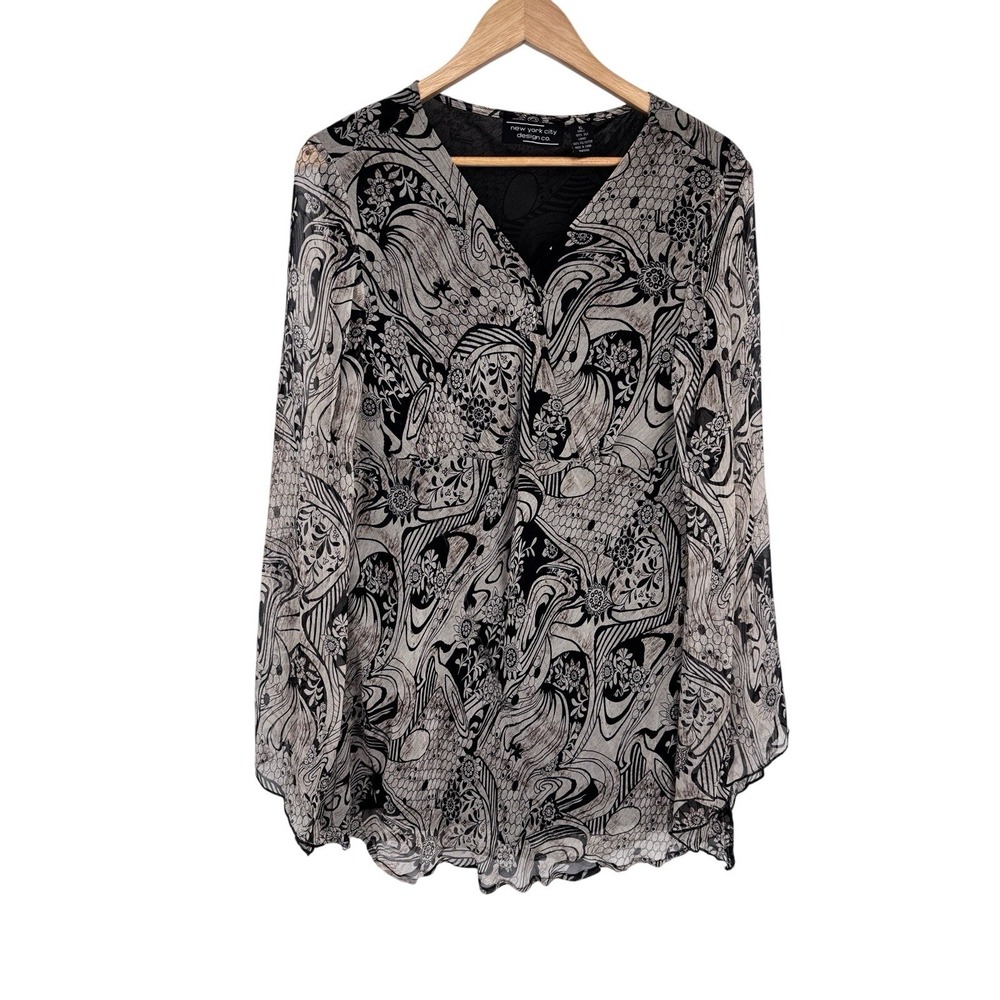 Vintage Y2K New York City Design Co Silk Top Womens XL Brown Forest Fairy
